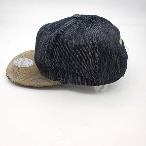 Mitchell & Ness Howling WOLF Flat Bill Baseball Hat Denim Adjustable Snapback Di - Picture 5 of 9
